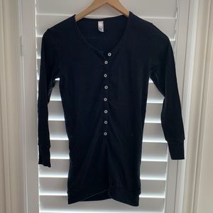 American apparel S black cotton henley tunic top